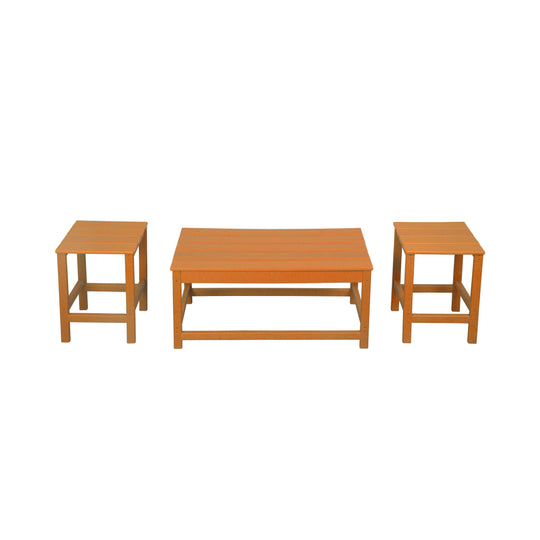 Malibu 3 Pieces Outdoor Poly Adirondack Coffee Table and Side Table Set
