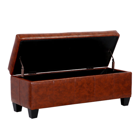 Jake 42" Inch Faux Leather Storage Ottoman Bench