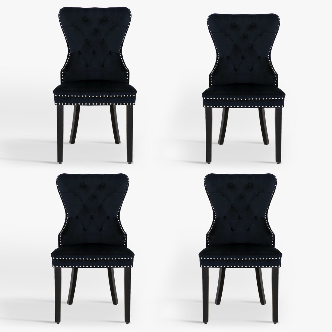 Wordford Velvet Upholstered Tufted Dining Chairs (Set of 4)