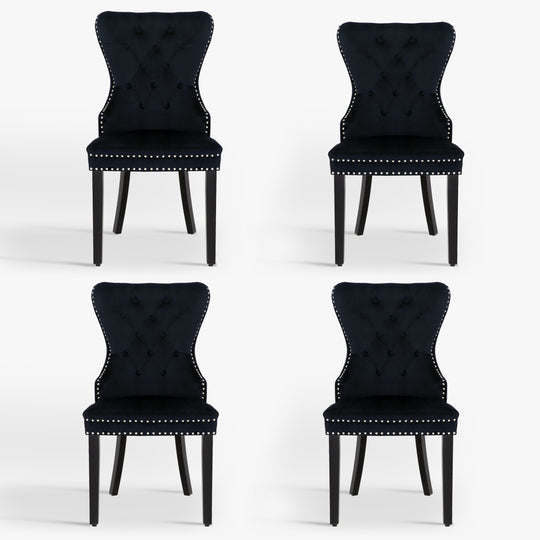 Wordford Velvet Upholstered Tufted Dining Chairs (Set of 4)
