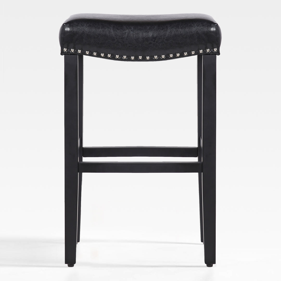 Lenox 29" Upholstered Saddle Seat Bar Stool, Black