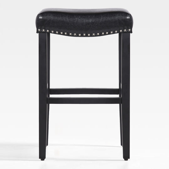 Lenox 29" Upholstered Saddle Seat Bar Stool, Black