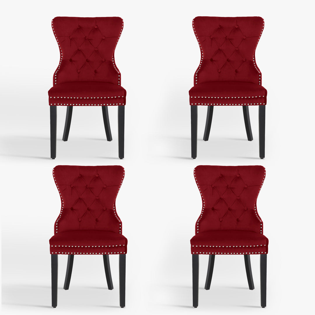 Wordford Velvet Upholstered Tufted Dining Chairs (Set of 4)