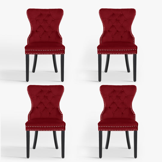 Wordford Velvet Upholstered Tufted Dining Chairs (Set of 4)