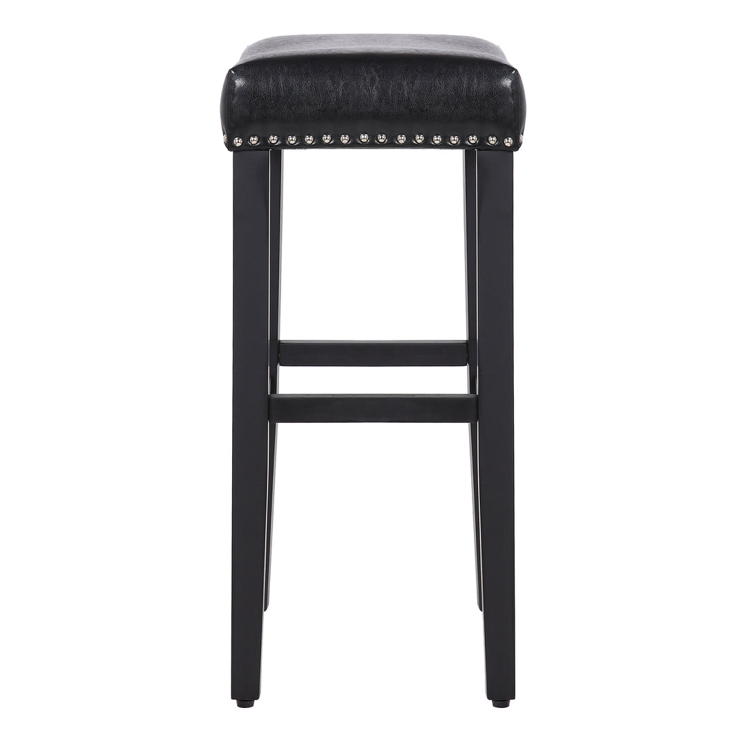 Lenox 29" Upholstered Saddle Seat Bar Stool, Black