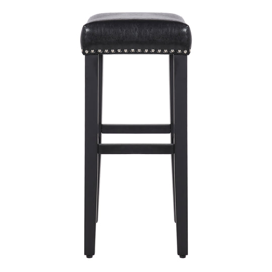 Lenox 29" Upholstered Saddle Seat Bar Stool, Black