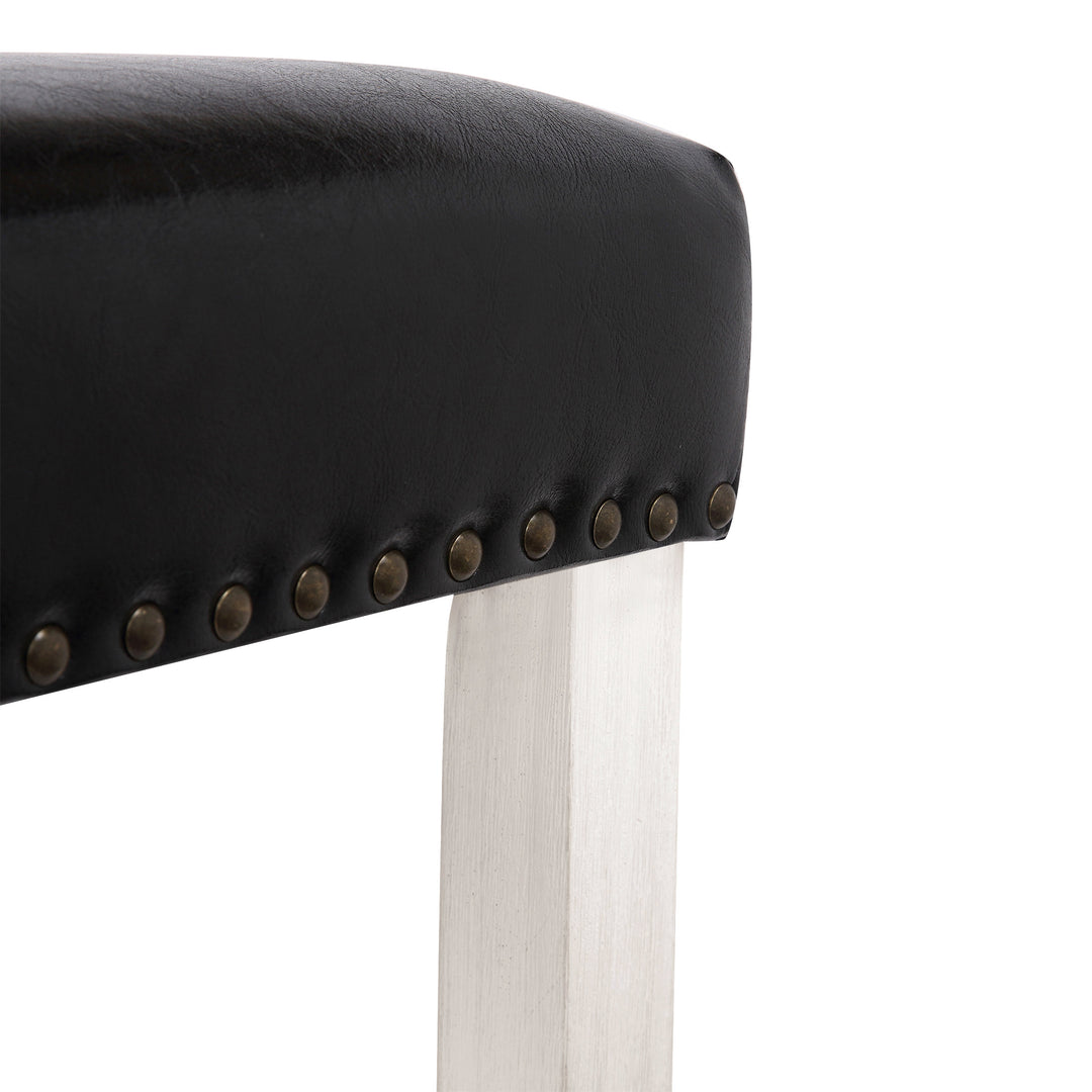 Lenox 24" Upholstered Saddle Seat Counter Stool, Antique White