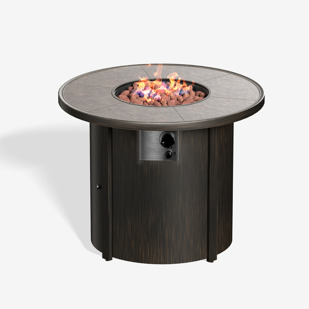 Sansom Outdoor Propane Gas Fire Pit Table Round 30,000 BTU