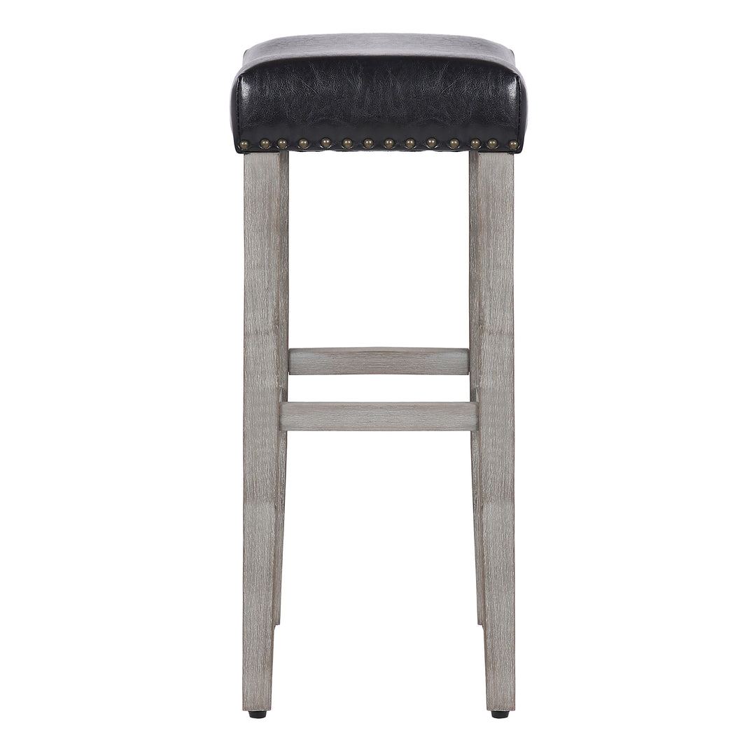 Lenox 29" Upholstered Saddle Seat Bar Stool, Antique Gray