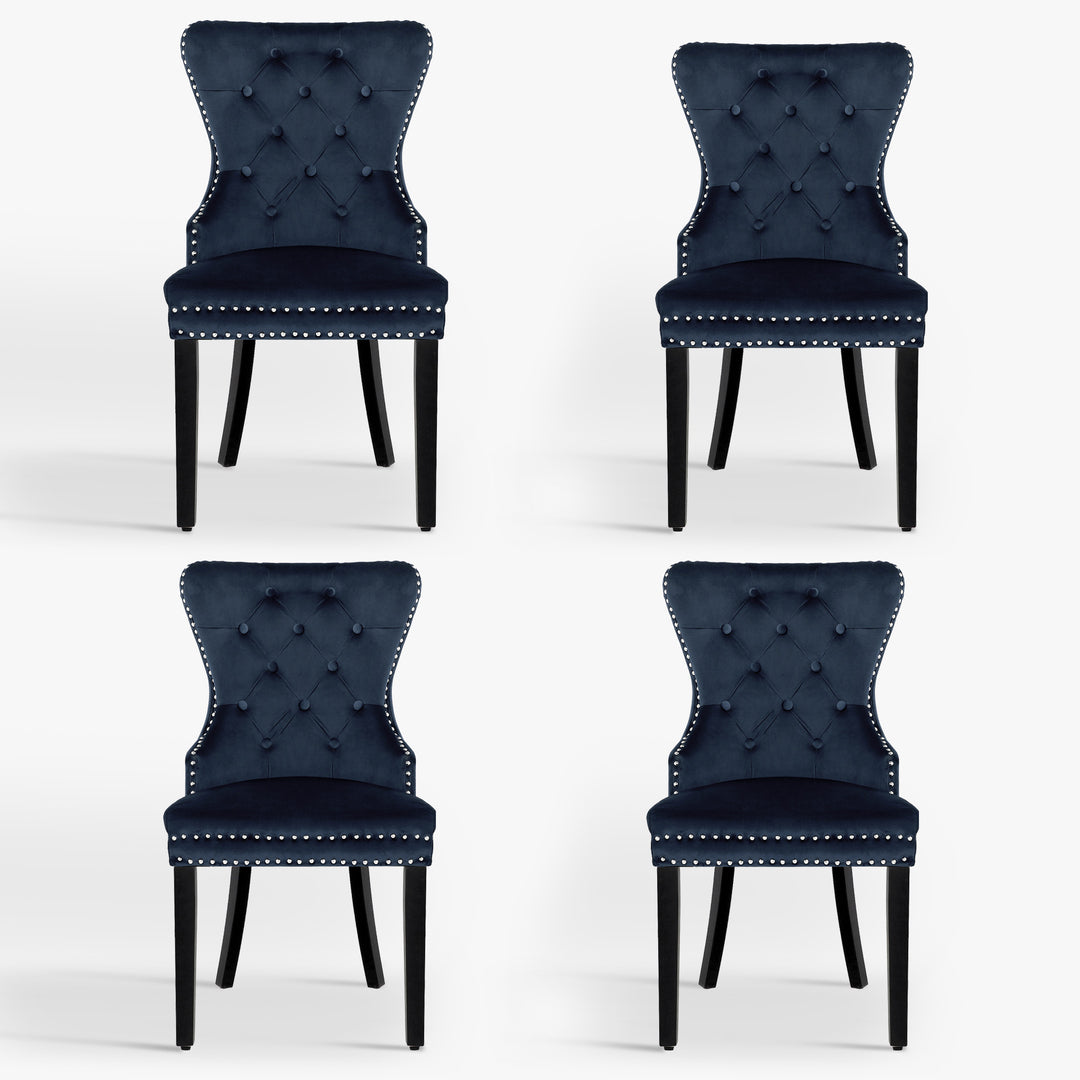 Wordford Velvet Upholstered Tufted Dining Chairs (Set of 4)