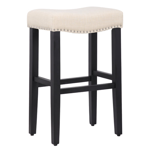 Lenox 29" Upholstered Saddle Seat Bar Stool, Black