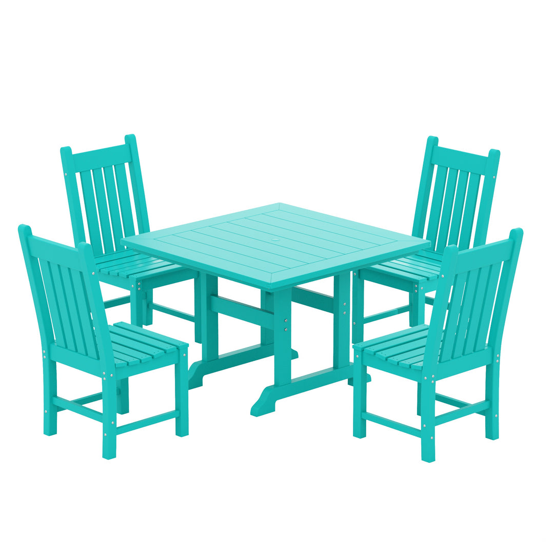 Malibu 5 Piece Outdoor Patio Dining Set Outdoor Square Table and Side Chair