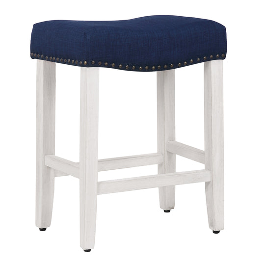 Lenox 24" Upholstered Saddle Seat Counter Stool (Set of 2), Antique White
