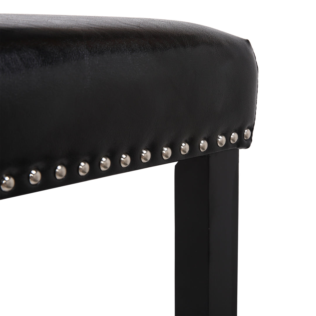 Lenox 29" Upholstered Saddle Seat Bar Stool, Black