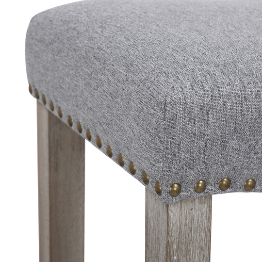 Lenox 24" Upholstered Saddle Seat Counter Stool (Set of 2), Antique Gray