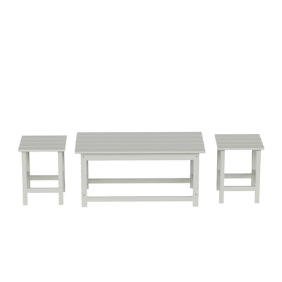 Malibu 3 Pieces Outdoor Poly Adirondack Coffee Table and Side Table Set