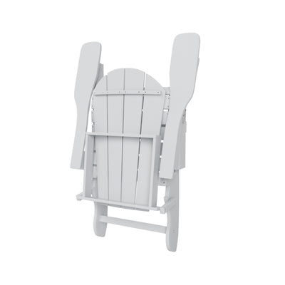 Malibu Modern Folding Poly Adirondack Chair With Square Fire Pit Table Set