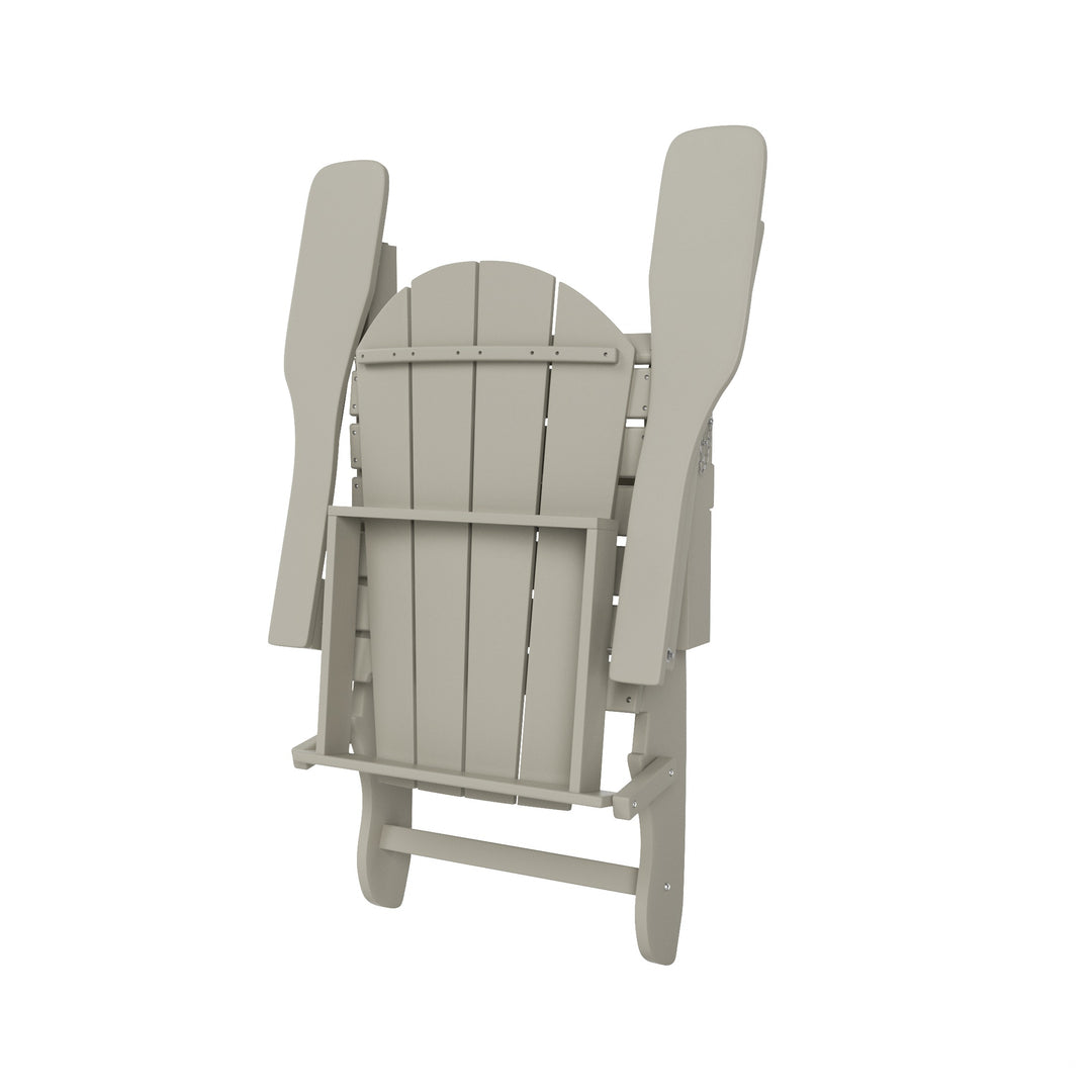 Malibu Modern Folding Poly Adirondack Chair With Square Fire Pit Table Set