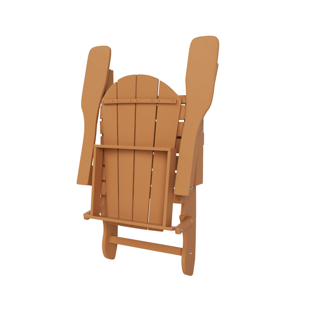 Malibu Modern Folding Poly Adirondack Chair With Square Fire Pit Table Set