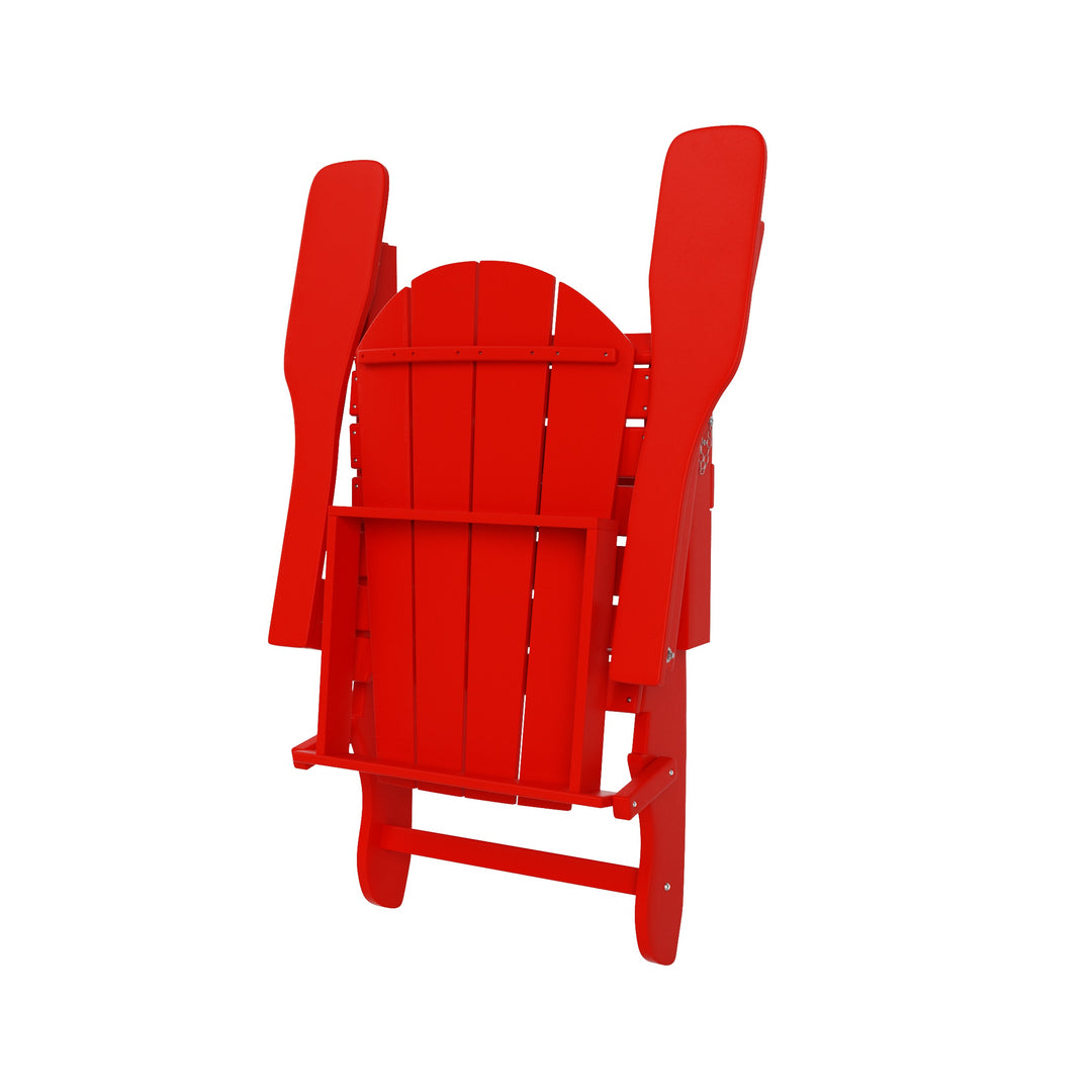 Malibu Modern Folding Poly Adirondack Chair With Square Fire Pit Table Set