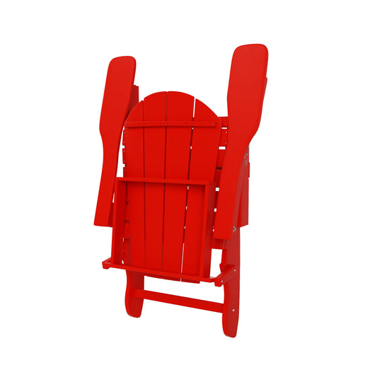 Malibu Modern Folding Poly Adirondack Chair With Square Fire Pit Table Set