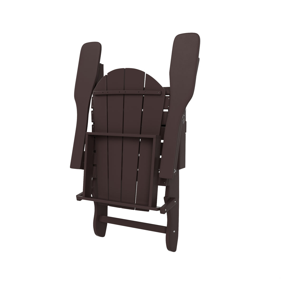 Malibu Modern Folding Poly Adirondack Chair With Square Fire Pit Table Set