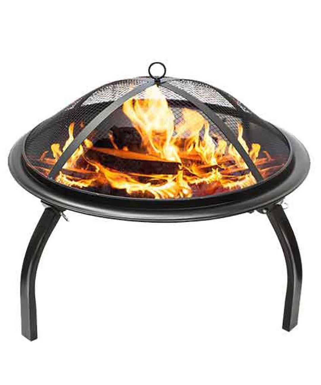 Creekside Outdoor Steel Round Fire Pit with Wire Mesh Lid