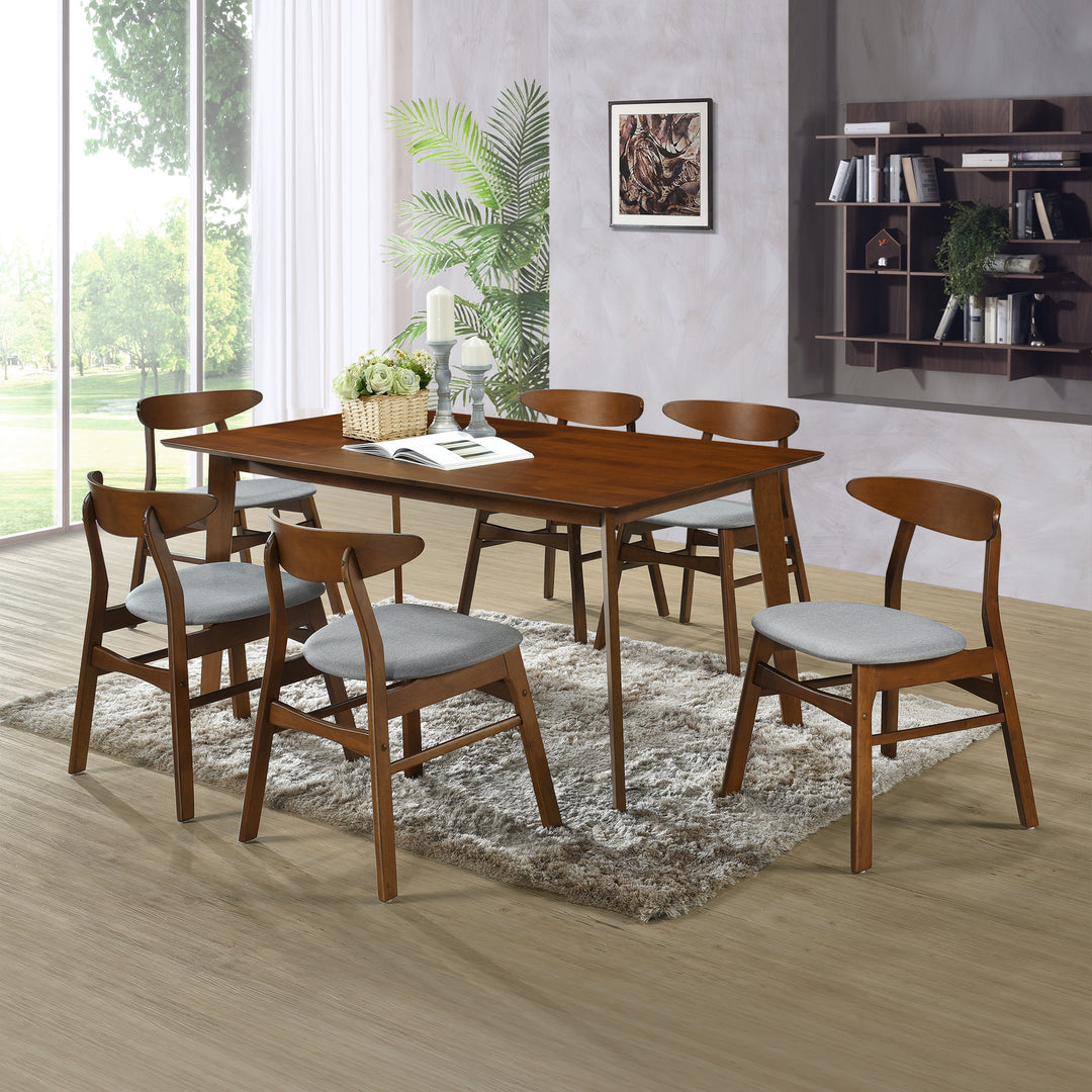 Lalia 7-Piece Solid Wood Upholstered Chair and Dining Table Set