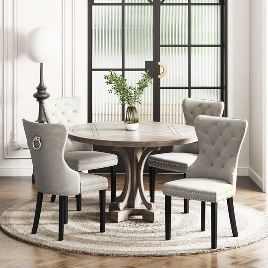 Wordford Velvet Upholstered Tufted Dining Chairs (Set of 4)