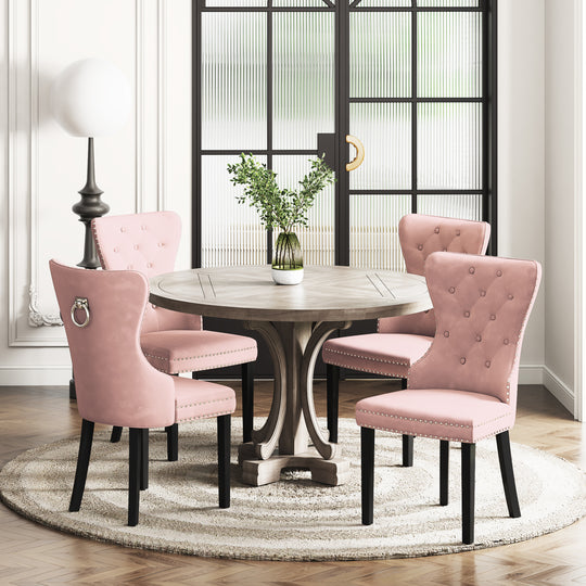 Wordford Velvet Upholstered Tufted Dining Chairs (Set of 4)