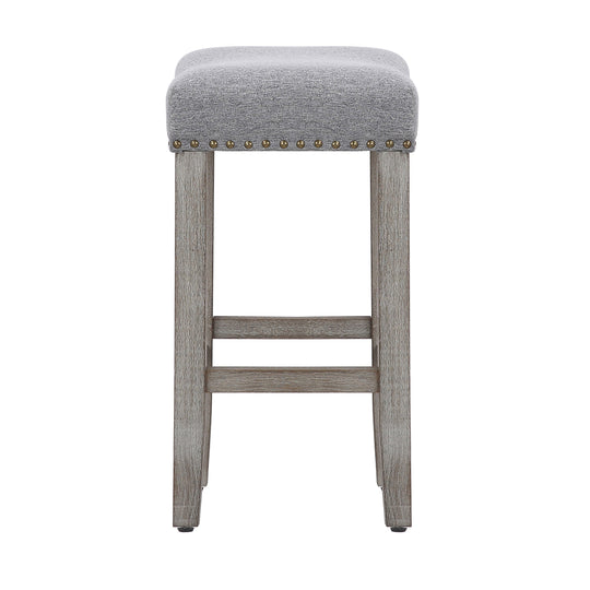 Lenox 24" Upholstered Saddle Seat Counter Stool (Set of 2), Antique Gray