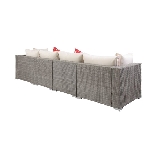 Irvine 5-Piece Outdoor Patio Rattan Wicker Sofa with Coffee Table Set