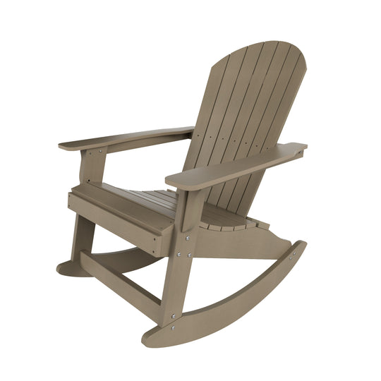 Tuscany HIPS 2-Piece Outdoor Rocking Adirondack Chair With Side Table Set