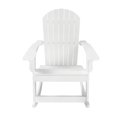 Tuscany HIPS 3-Piece Outdoor Rocking Adirondack Chair With Side Table Set