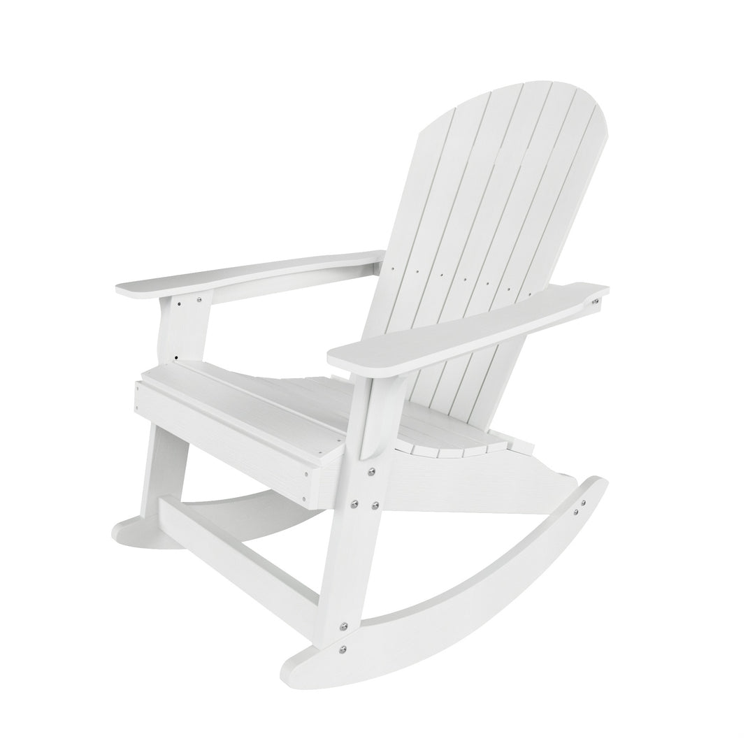 Tuscany HIPS 2-Piece Outdoor Rocking Adirondack Chair With Side Table Set