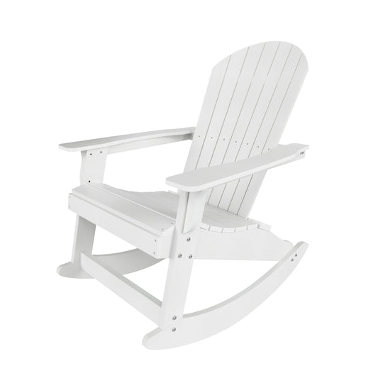 Tuscany HIPS 2-Piece Outdoor Rocking Adirondack Chair With Side Table Set