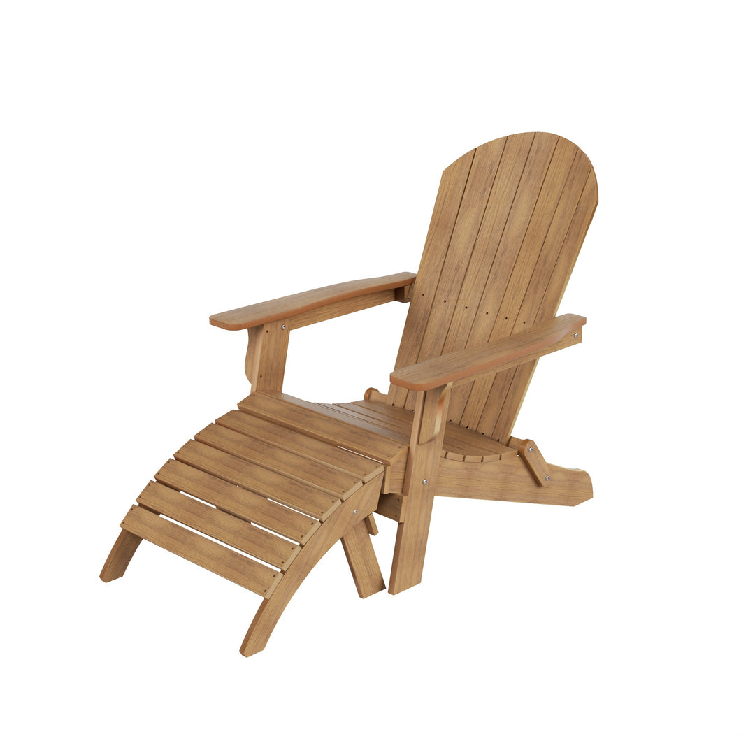 Tuscany HIPS 2-Piece Outdoor Folding Adirondack Chair With Folding Ottoman Set