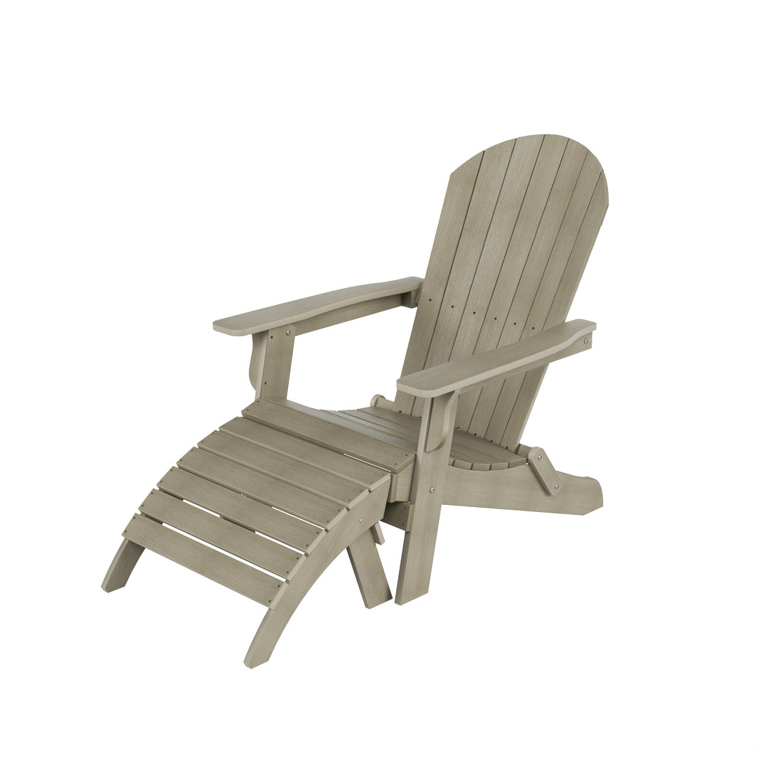 Tuscany HIPS 2-Piece Outdoor Folding Adirondack Chair With Folding Ottoman Set