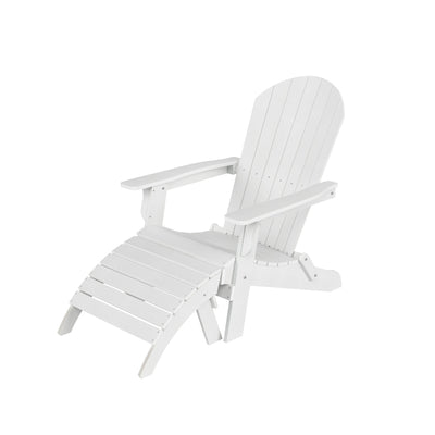 Tuscany HIPS 2-Piece Outdoor Folding Adirondack Chair With Folding Ottoman Set