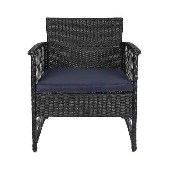 Melvi 3-Piece Outdoor Patio Wicker Conversation Set, Black