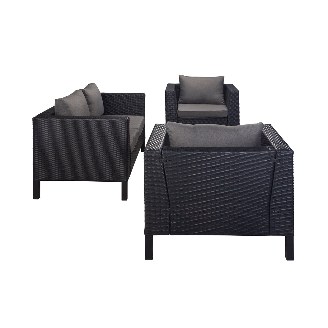 Coastal 4-Piece Outdoor Patio Rattan Wicker Conversation Set with Cushions