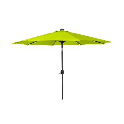 Cyrus 9 ft. Patio Solar Power LED Market Umbrella with Round Bronze Base
