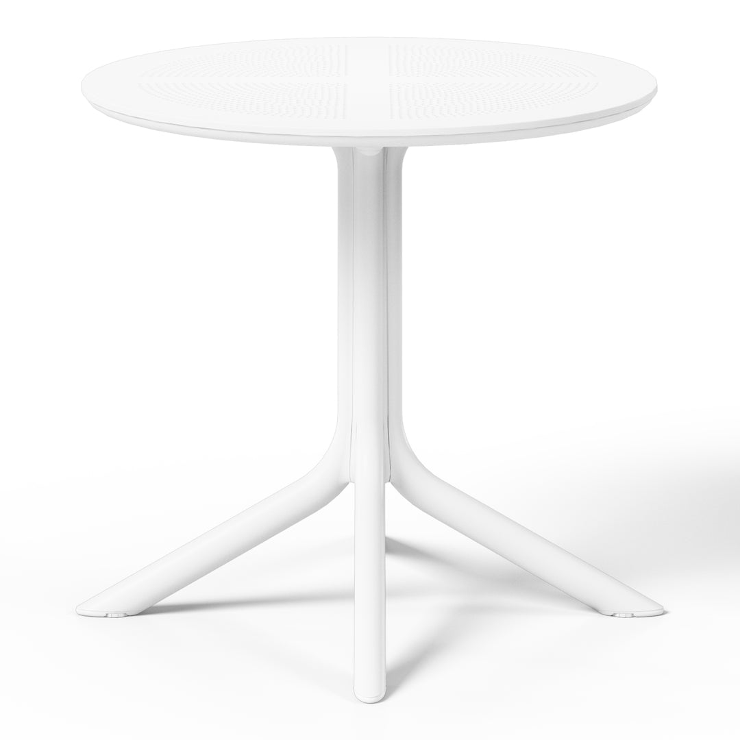 Playa 5-Piece Outdoor Resin Round Patio Dining Table Set with Modern Stackable Patio Dining Chairs