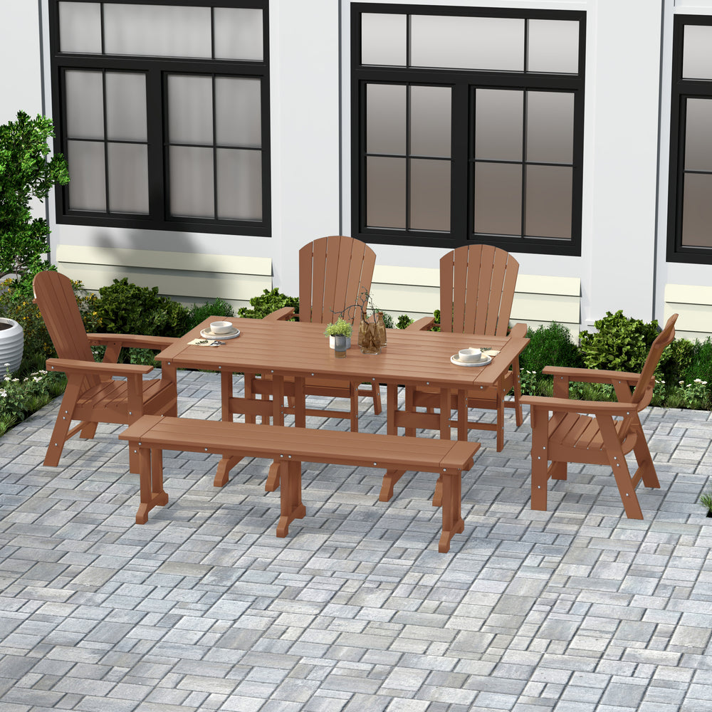 Dylan 6 Piece Outdoor Patio Dining Table and Armchair Dining Bench Set
