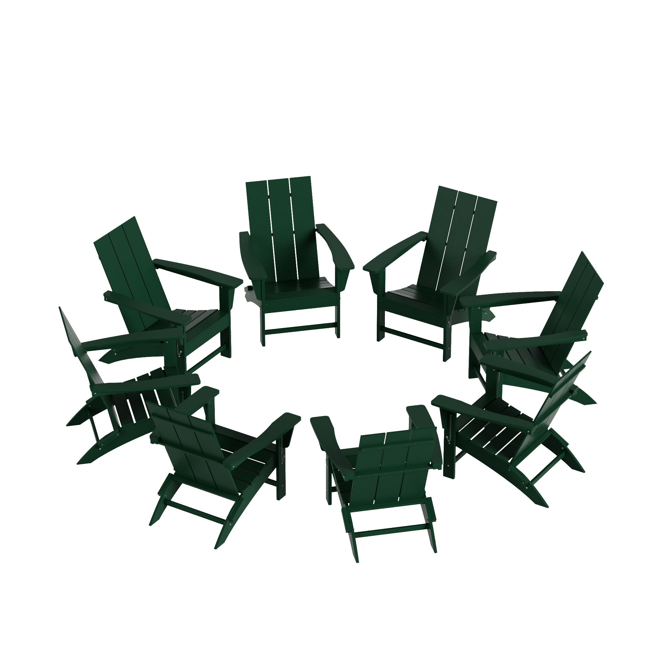 Ashore Modern Poly Folding Adirondack Chair Set (Set of 8)