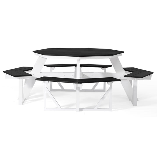 Outdoor 48" HDPE 8-Person Patio Octagon Picnic Table