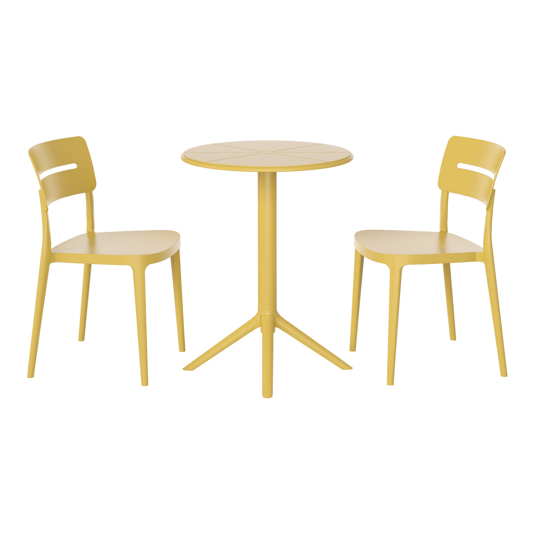 Playa 3-Piece Outdoor Resin Patio Bistro Set with Stackable Patio Dining Chairs