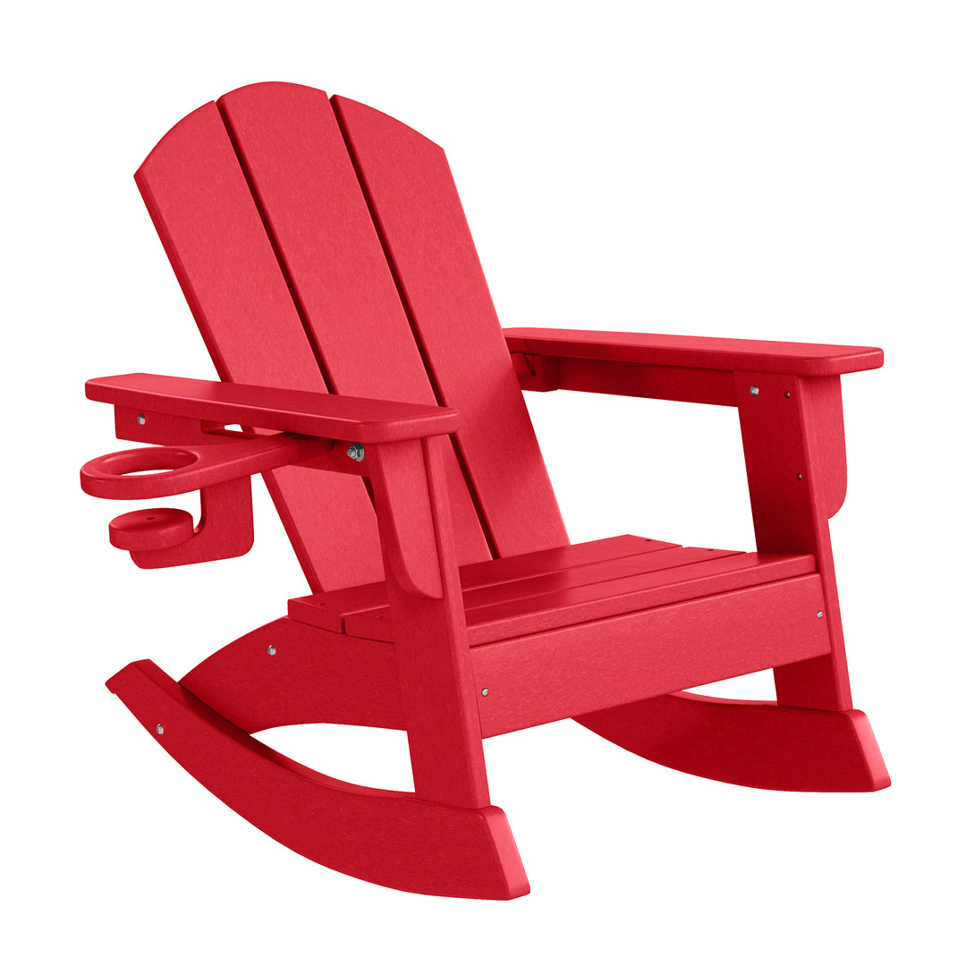 Malibu Outdoor HDPE Plastic Preschool Toddler Classic Adirondack Rocking Chairs (Set of 2)