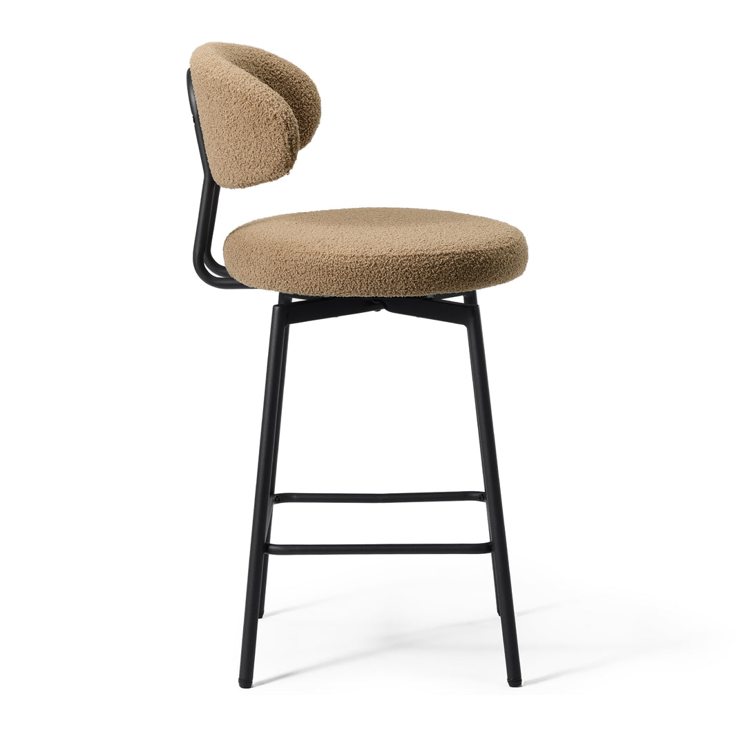 Alexandria Modern Upholstered Sherpa Fabric Counter Height Bar Stools with Back (Set of 2)