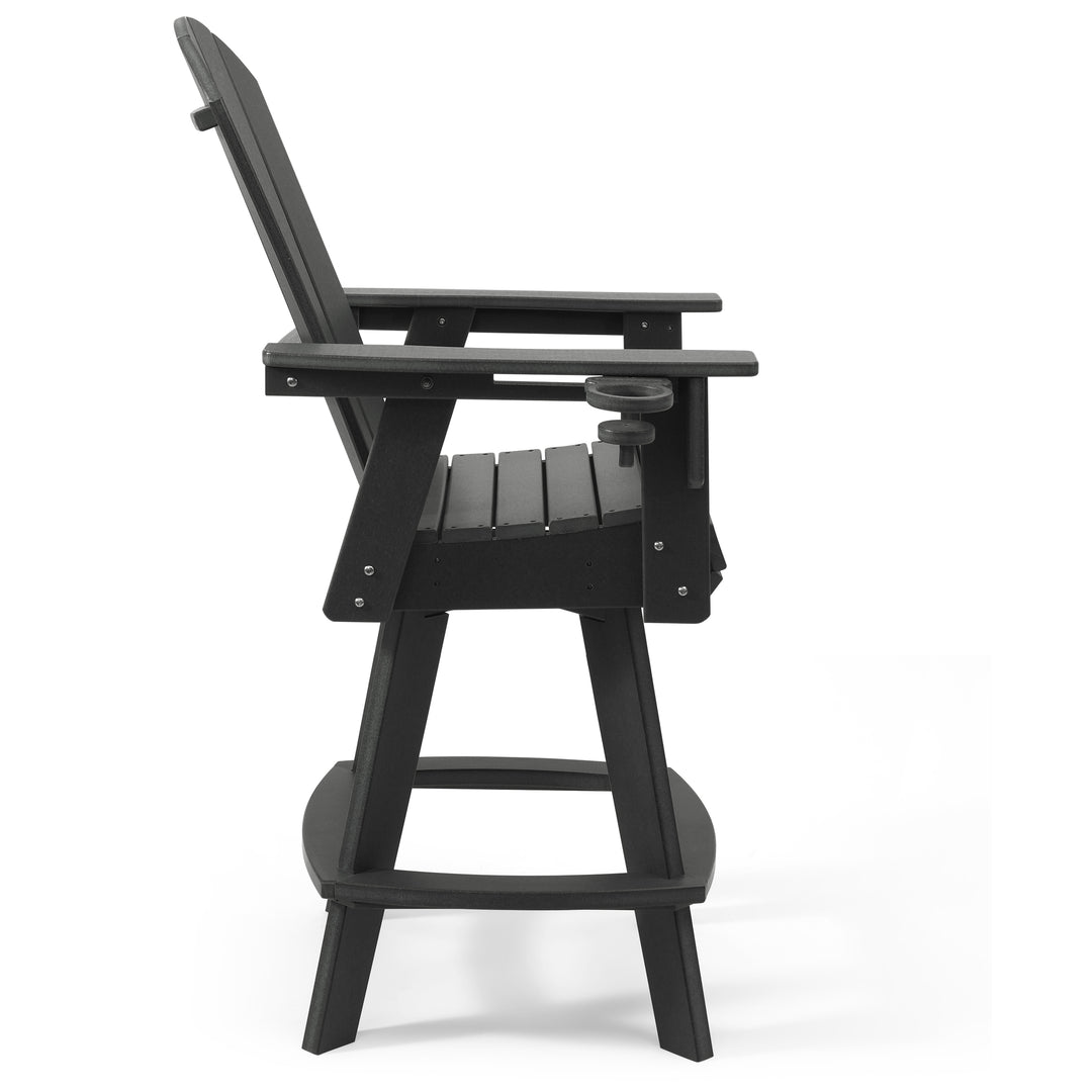 Malibu Outdoor HDPE Swivel Adirondack Bar Height Chair With Cup Holder